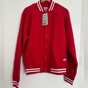 Pro Club Baseball Fleece Jacket – Men’s M – Red/Red – NWT